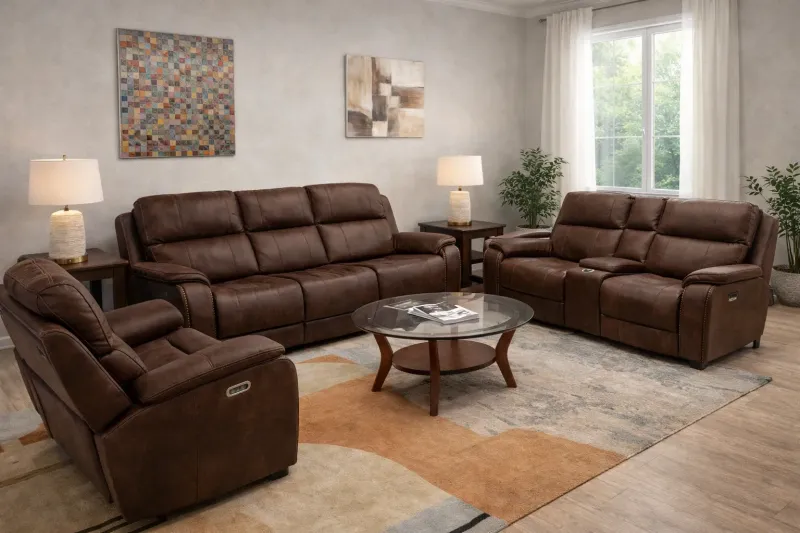 Elements Leather Reclining Sofa Set